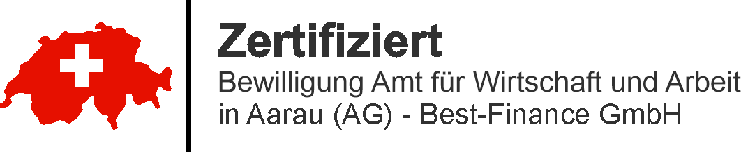 Certificado: Best-Finance GmbH es una empresa suiza certificada con autorización cantonal para la intermediación de crédito.