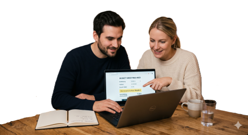 coppia calcolatrice del budget di credito